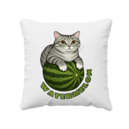 Watermelon - mačka na melóne - vankúš s potlačou