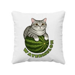 Watermelon - mačka na melóne - vankúš s potlačou