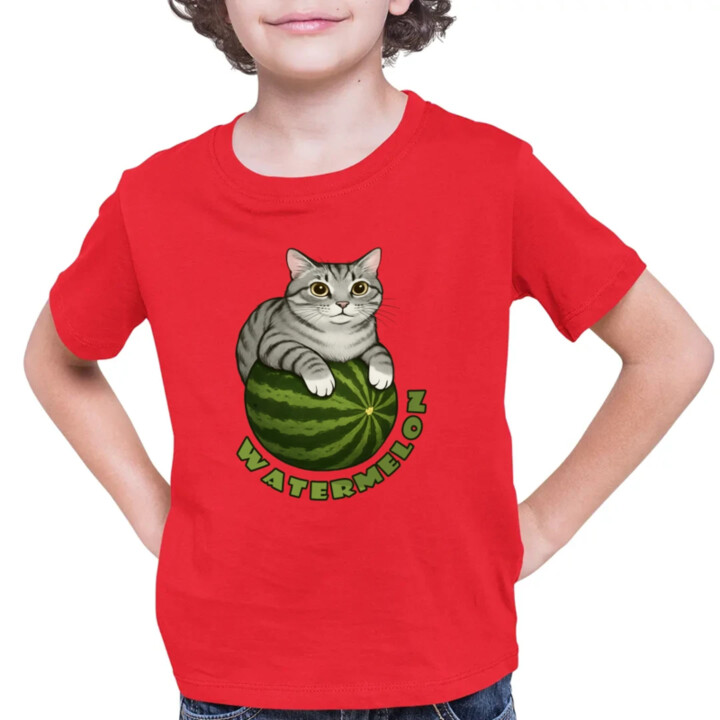 Watermelon - mačka na melóne - detské tričko s potlačou