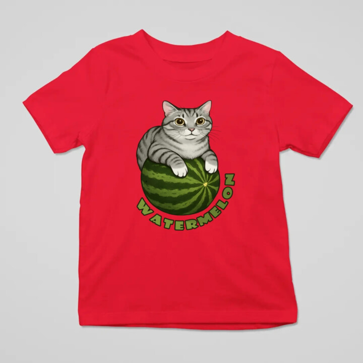 Watermelon - mačka na melóne - detské tričko s potlačou