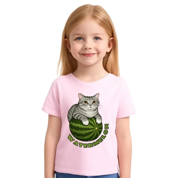 Watermelon - mačka na melóne - detské tričko s potlačou