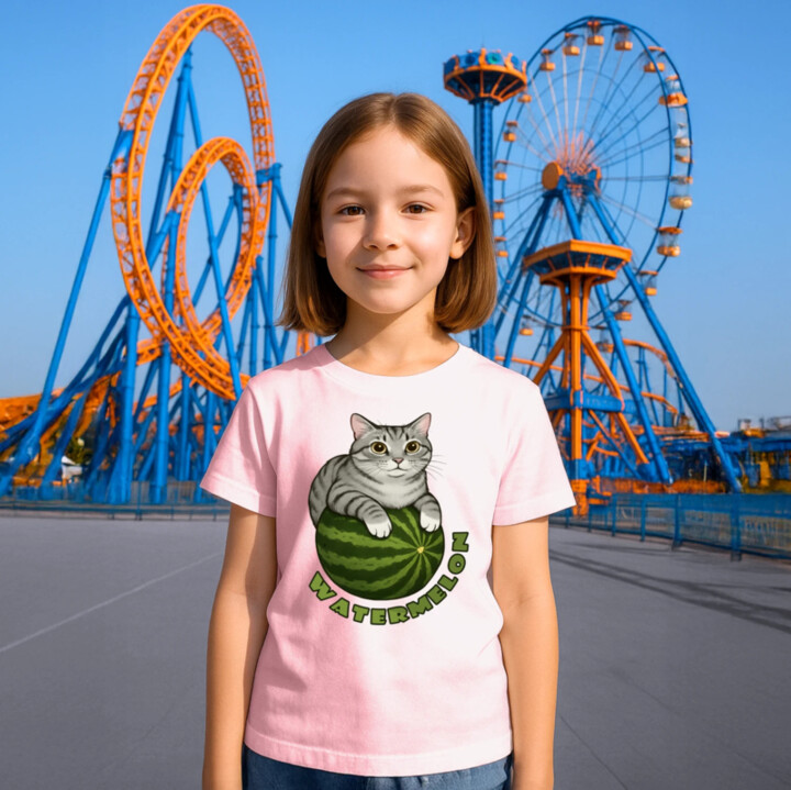 Watermelon - mačka na melóne - detské tričko s potlačou