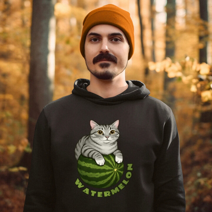 Watermelon - mačka na melóne  - pánska mikina s potlačou