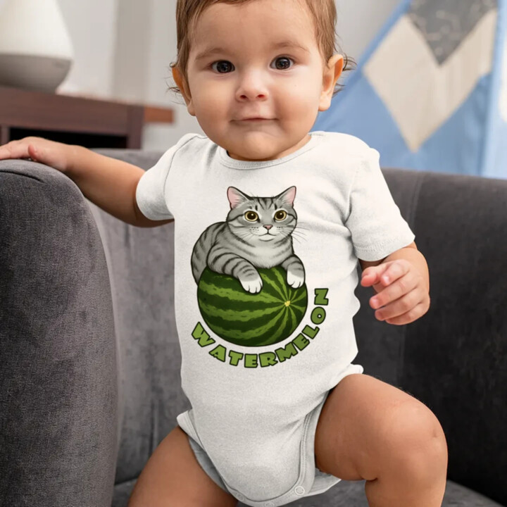 Watermelon - mačka na melóne  - body s potlačou
