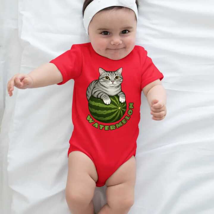 Watermelon - mačka na melóne  - body s potlačou