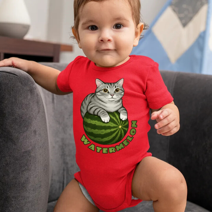 Watermelon - mačka na melóne  - body s potlačou