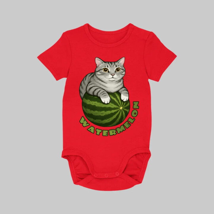Watermelon - mačka na melóne  - body s potlačou