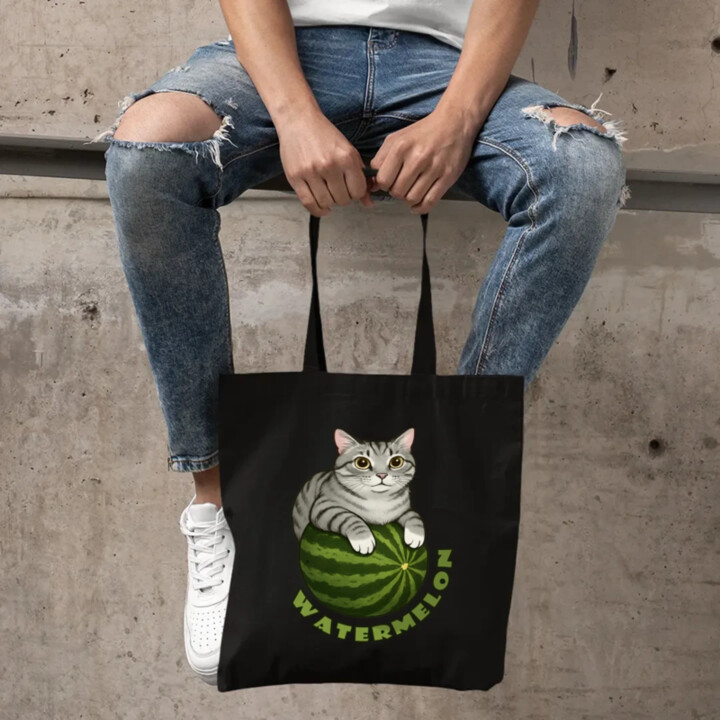 Watermelon - mačka na melóne - taška s potlačou