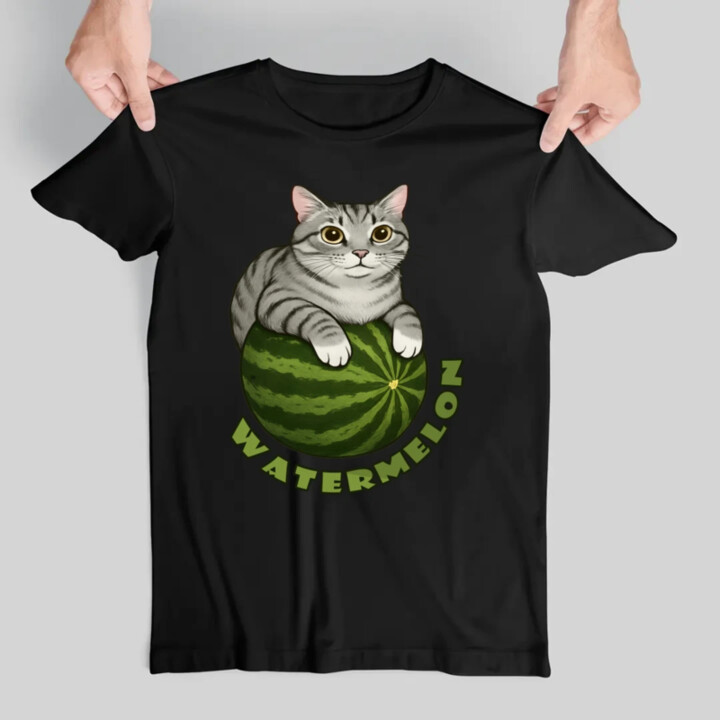 Watermelon - mačka na melóne - pánske tričko s potlačou