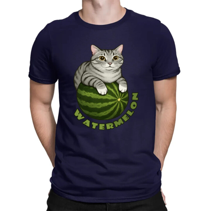 Watermelon - mačka na melóne - pánske tričko s potlačou