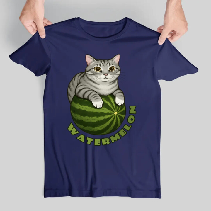 Watermelon - mačka na melóne - pánske tričko s potlačou