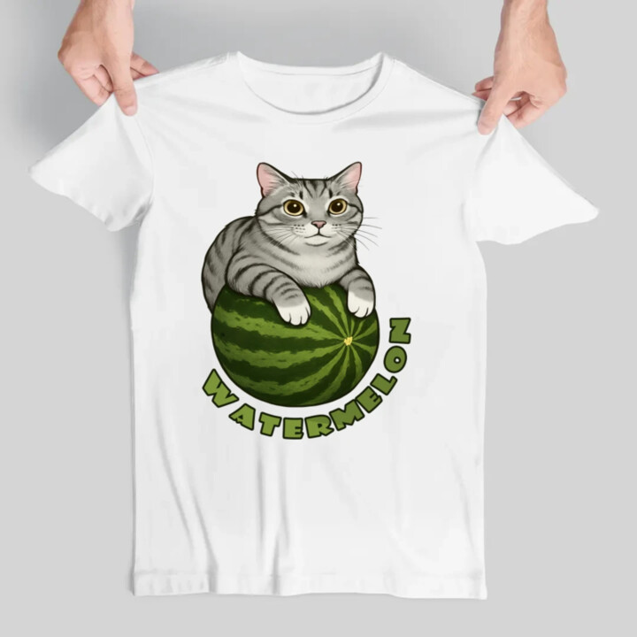 Watermelon - mačka na melóne - pánske tričko s potlačou