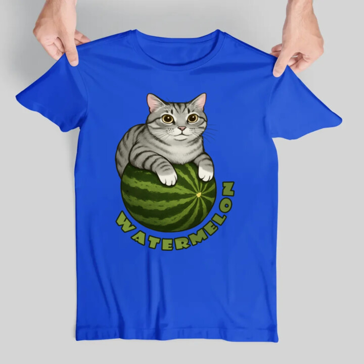 Watermelon - mačka na melóne - pánske tričko s potlačou