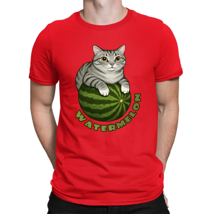 Watermelon - mačka na melóne - pánske tričko s potlačou