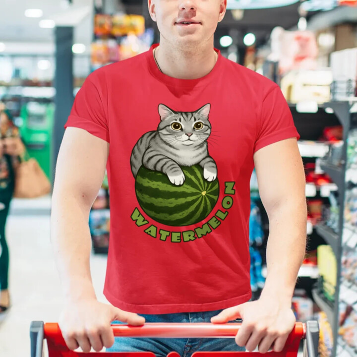 Watermelon - mačka na melóne - pánske tričko s potlačou