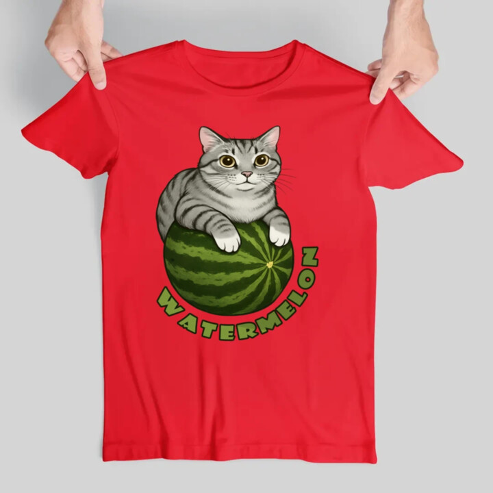 Watermelon - mačka na melóne - pánske tričko s potlačou
