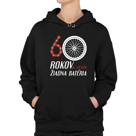 60 rokov a stále žiadna batéria  - dámska mikina s potlačou