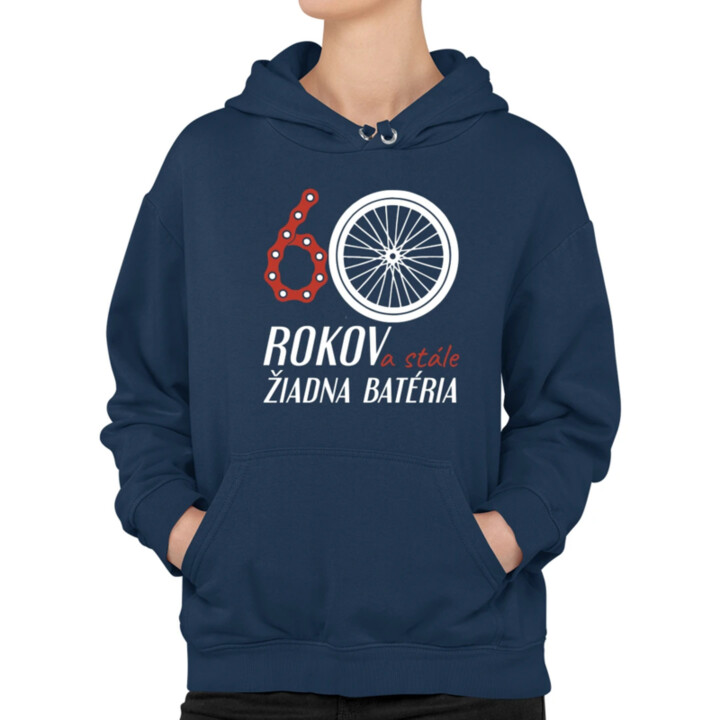 60 rokov a stále žiadna batéria  - dámska mikina s potlačou