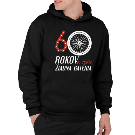 60 rokov a stále žiadna batéria  - pánska mikina s potlačou