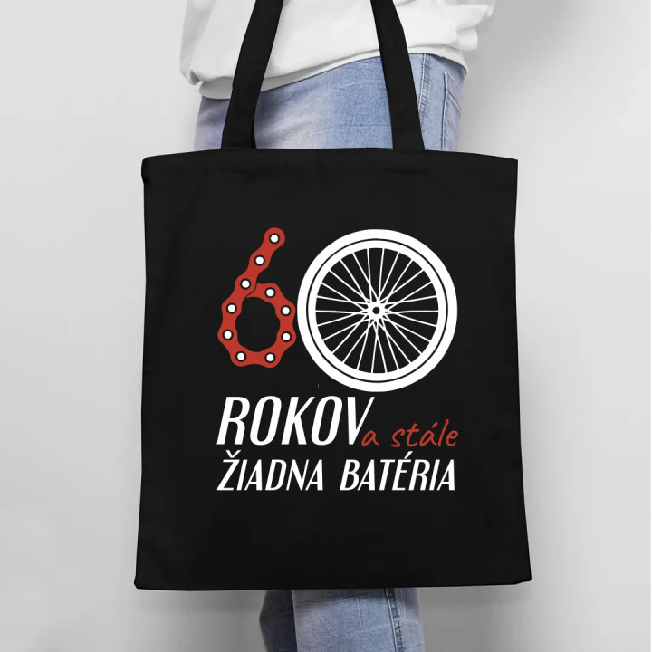 60 rokov a stále žiadna batéria - taška s potlačou