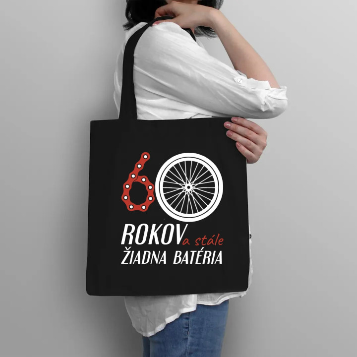 60 rokov a stále žiadna batéria - taška s potlačou