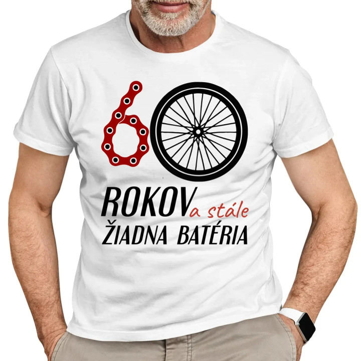 60 rokov a stále žiadna batéria - pánske tričko s potlačou