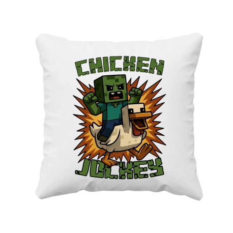 Chicken jockey - zombie – kura - vankúš s potlačou pre fanúšikov Minecraftu