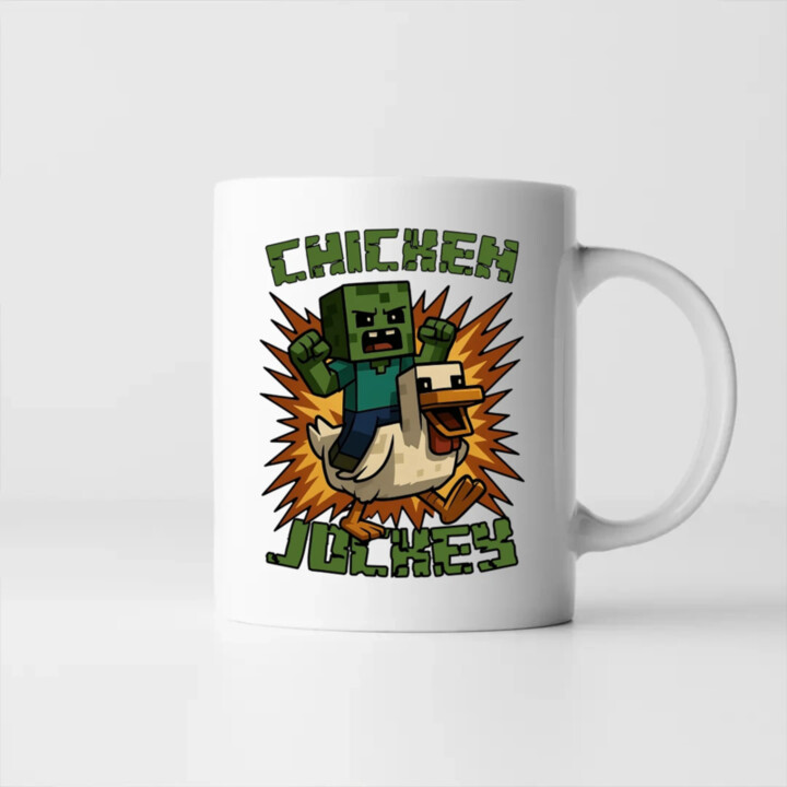 Chicken jockey - zombie – kura - keramický hrnček s potlačou  pre fanúšikov Minecraftu