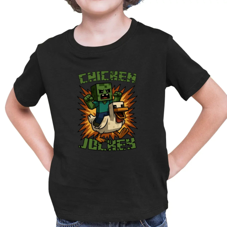 Chicken jockey - zombie – kura - detské tričko s potlačou  pre fanúšikov Minecraftu