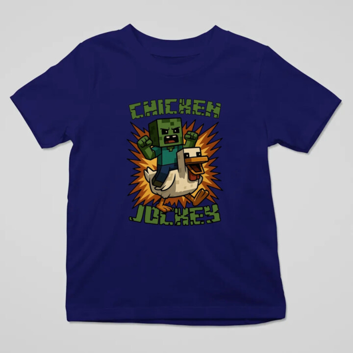 Chicken jockey - zombie – kura - detské tričko s potlačou  pre fanúšikov Minecraftu