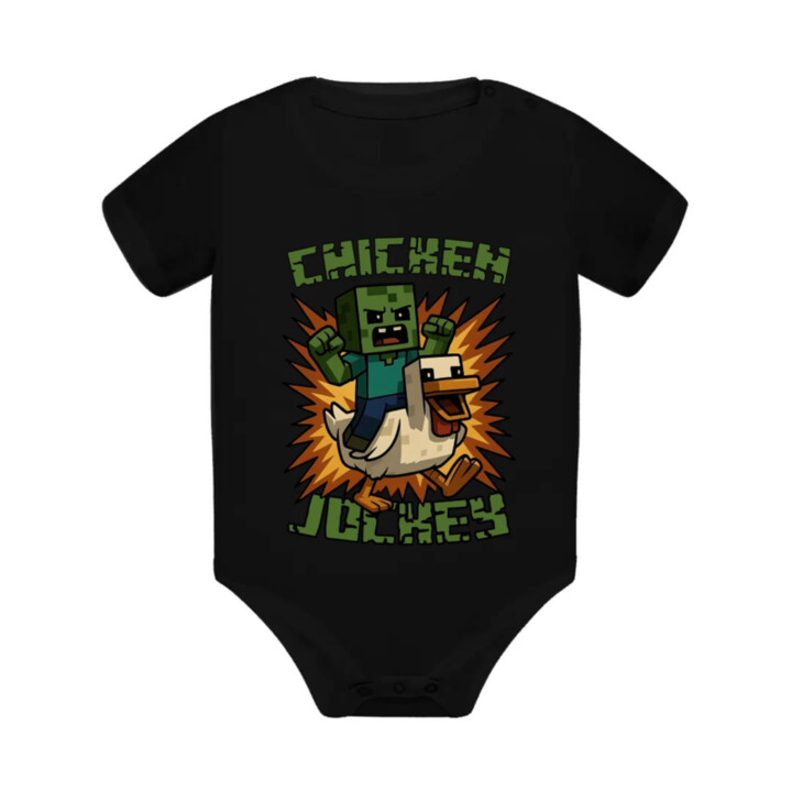 Chicken jockey - zombie – kura  - body s potlačou  pre fanúšikov Minecraftu
