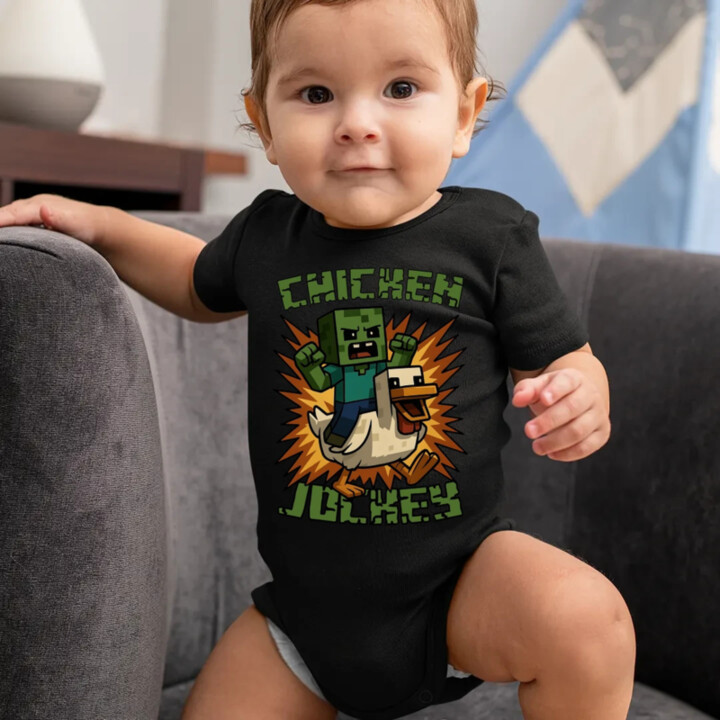Chicken jockey - zombie – kura  - body s potlačou  pre fanúšikov Minecraftu