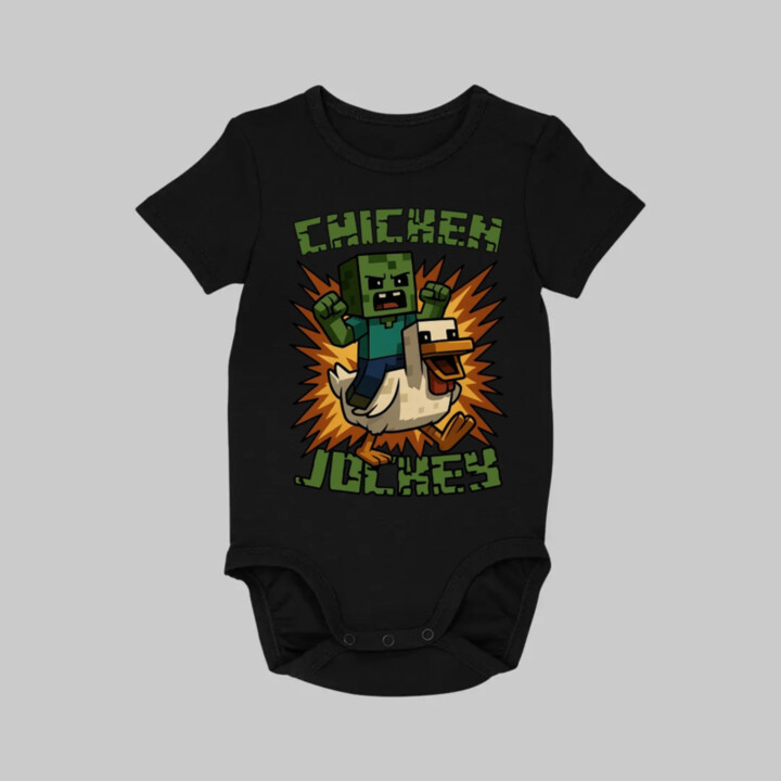 Chicken jockey - zombie – kura  - body s potlačou  pre fanúšikov Minecraftu