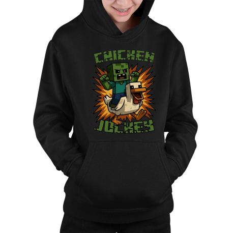 Chicken jockey - zombie – kura - detská mikina s kapucňou pre fanúšikov Minecraftu
