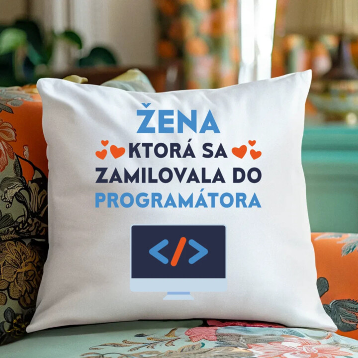 Žena, ktorá sa zamilovala do programátora - vankúš s potlačou