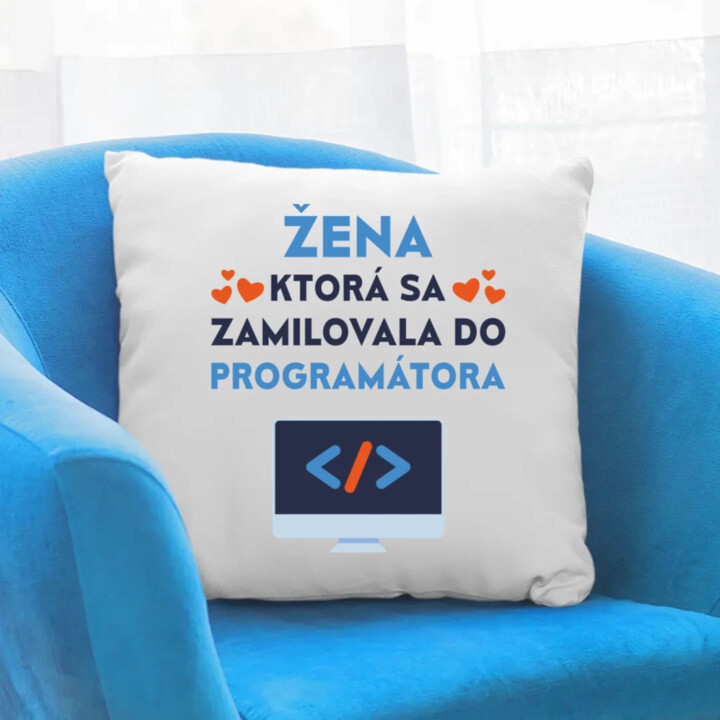 Žena, ktorá sa zamilovala do programátora - vankúš s potlačou