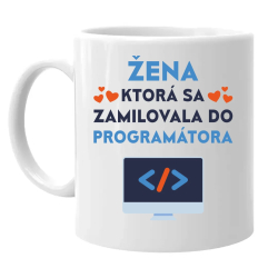 Žena, ktorá sa zamilovala do programátora - keramický hrnček s potlačou