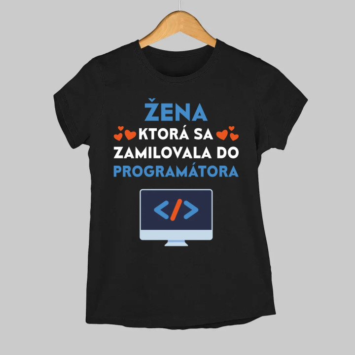 Žena, ktorá sa zamilovala do programátora - dámske tričko s potlačou