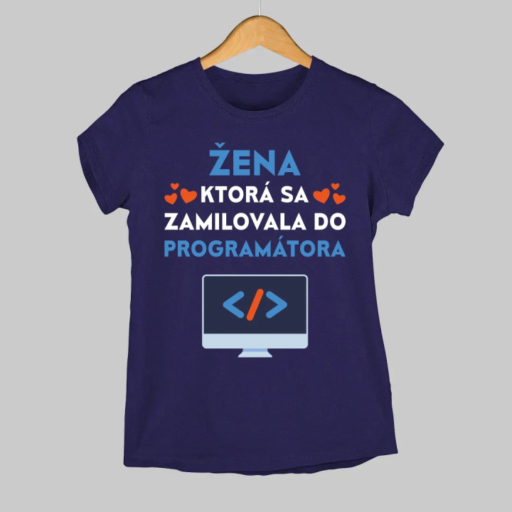 Žena, ktorá sa zamilovala do programátora - dámske tričko s potlačou