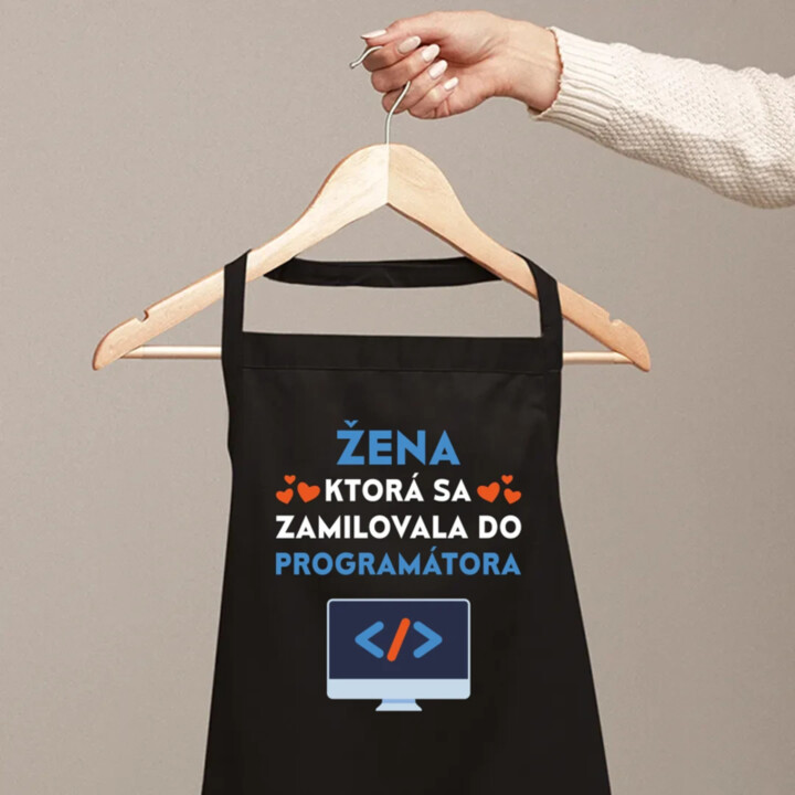 Žena, ktorá sa zamilovala do programátora - zástera s potlačou