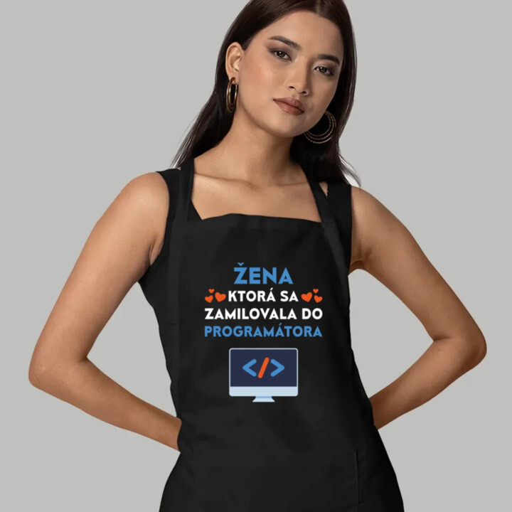 Žena, ktorá sa zamilovala do programátora - zástera s potlačou