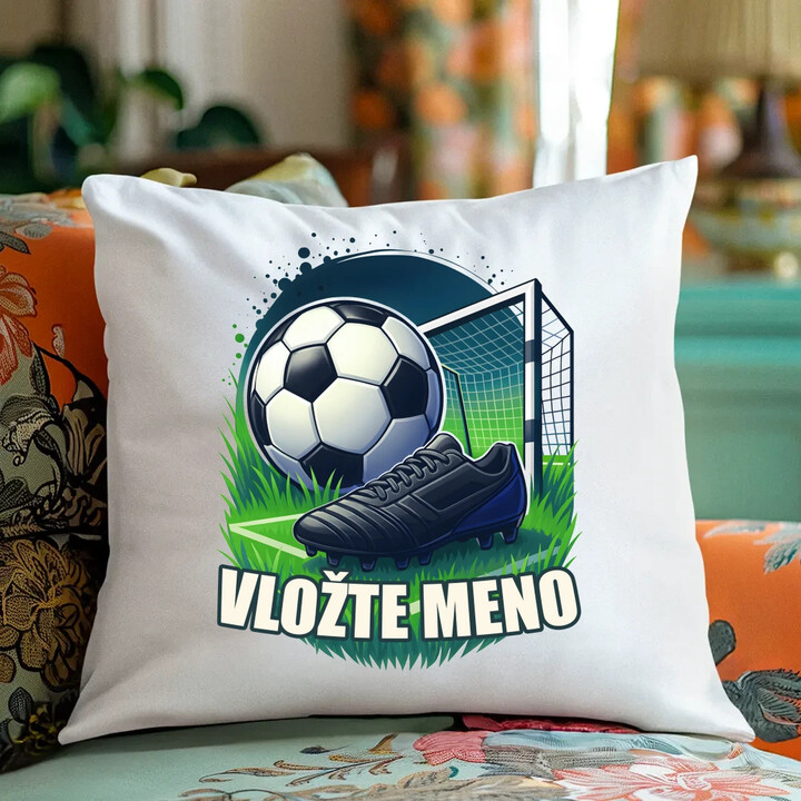 Futbal (meno) - lopta a ihrisko - vankúš s potlačou - personalizovaný produkt