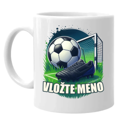 Futbal (meno) - lopta a ihrisko - keramický hrnček s potlačou - personalizovaný produkt