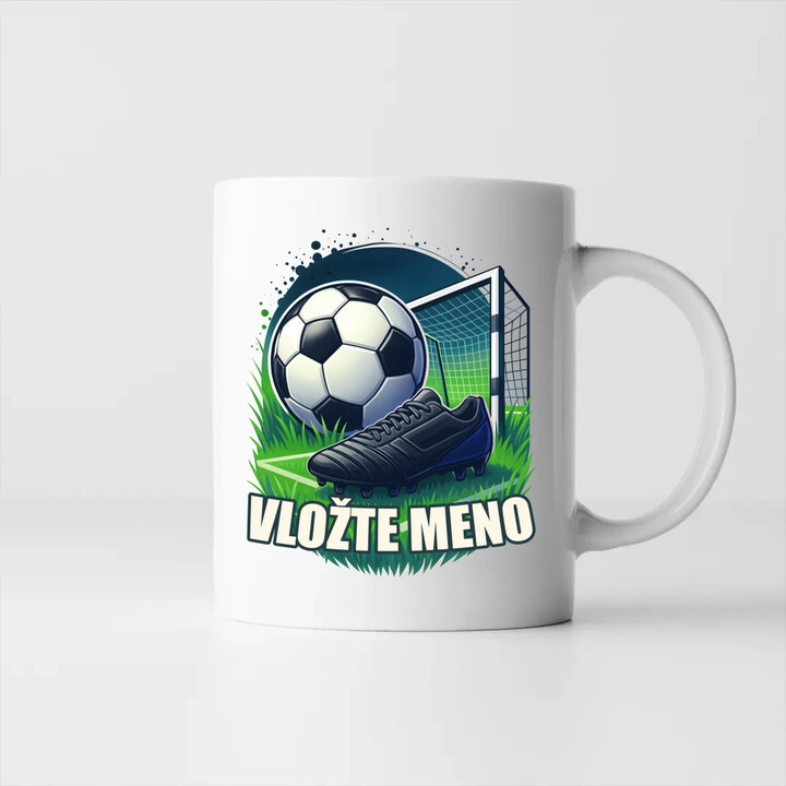 Futbal (meno) - lopta a ihrisko - keramický hrnček s potlačou - personalizovaný produkt