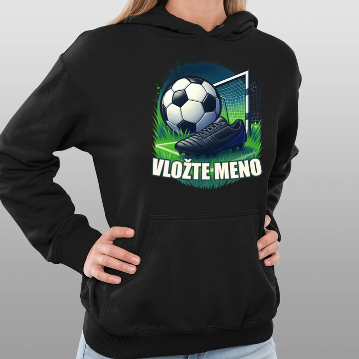Futbal (meno) - lopta a ihrisko  - dámska mikina s potlačou - personalizovaný produkt