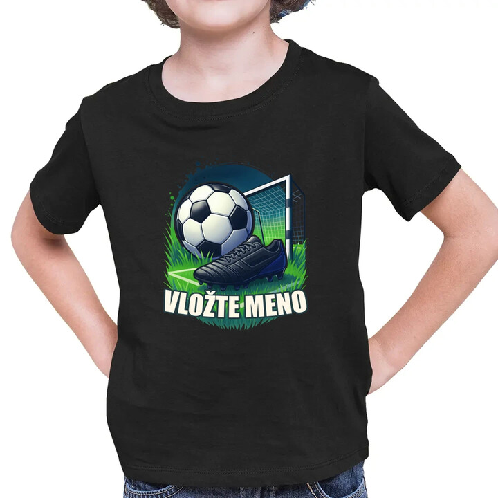 Futbal (meno) - lopta a ihrisko - detské tričko s potlačou - personalizovaný produkt