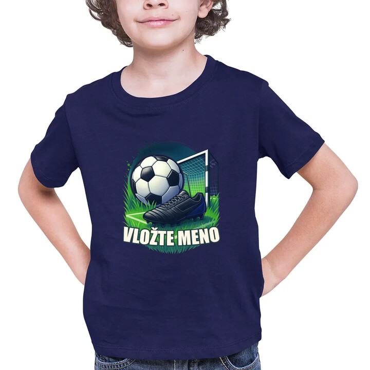 Futbal (meno) - lopta a ihrisko - detské tričko s potlačou - personalizovaný produkt