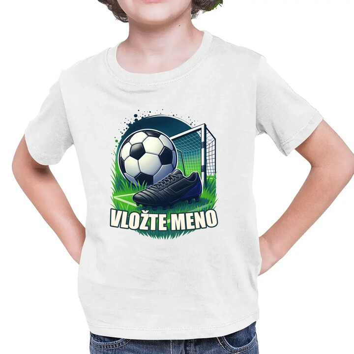 Futbal (meno) - lopta a ihrisko - detské tričko s potlačou - personalizovaný produkt