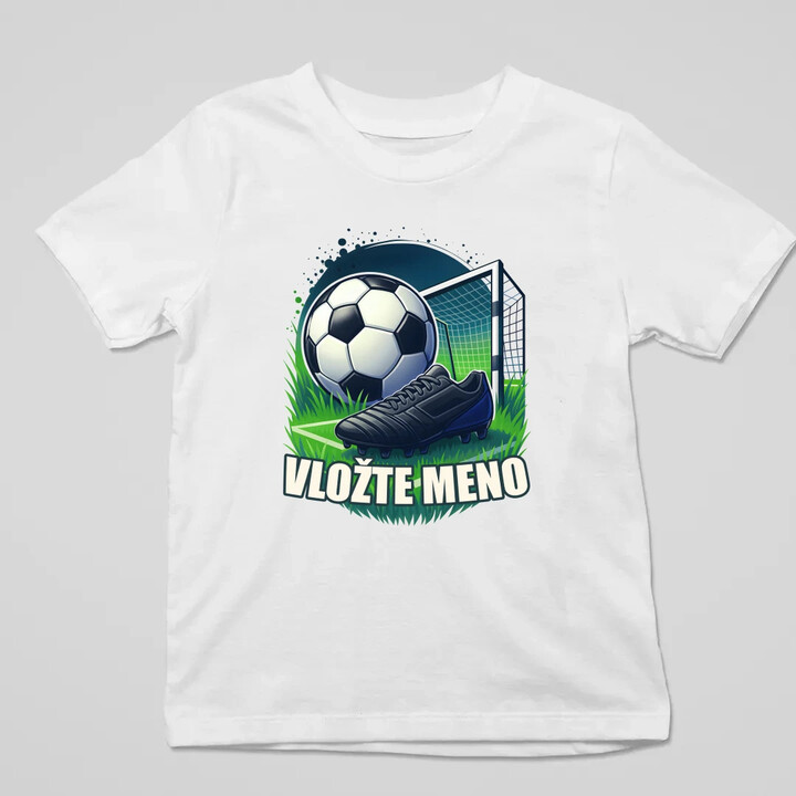 Futbal (meno) - lopta a ihrisko - detské tričko s potlačou - personalizovaný produkt