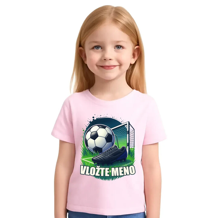 Futbal (meno) - lopta a ihrisko - detské tričko s potlačou - personalizovaný produkt